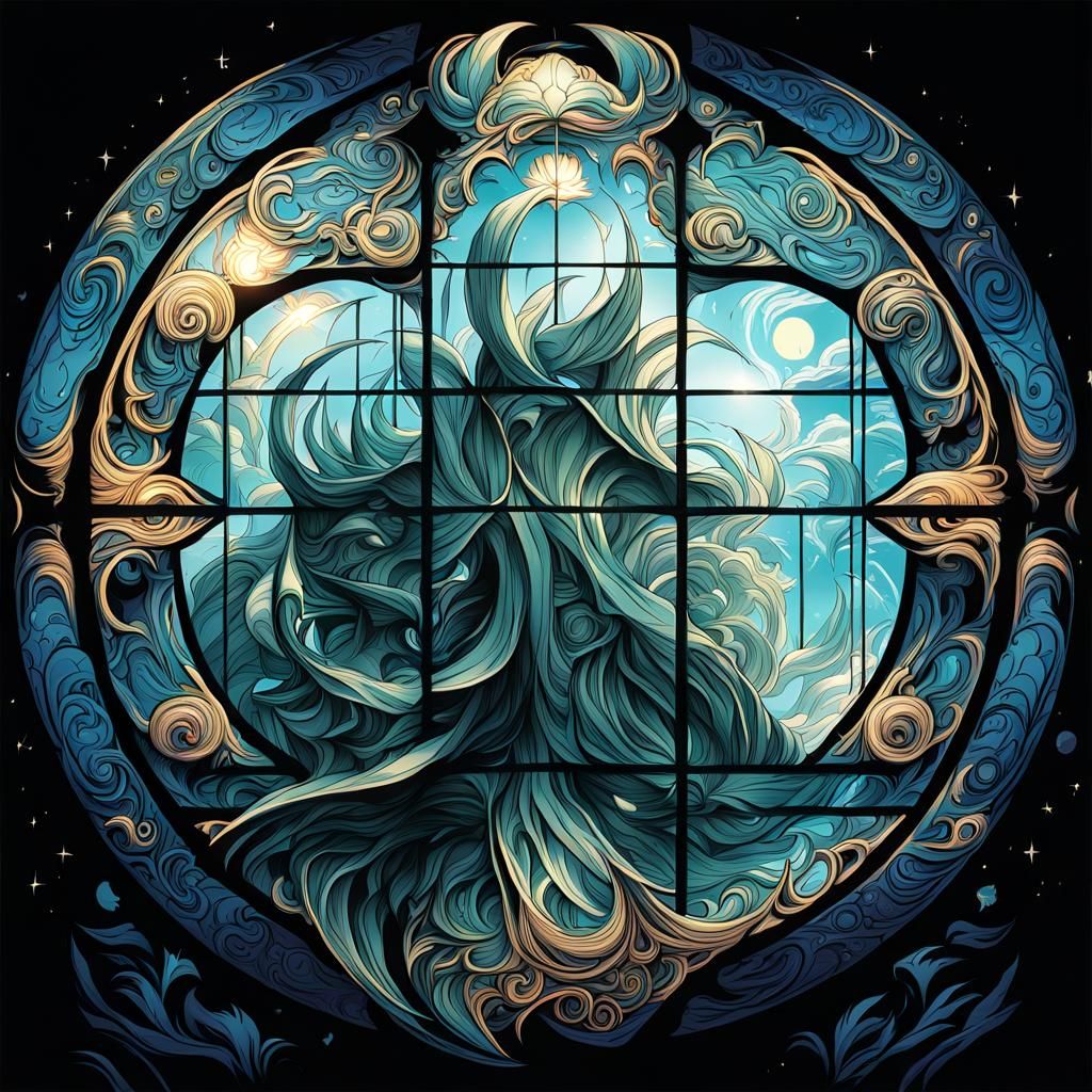 Crescent Moon Comic Book Art in Anime Style