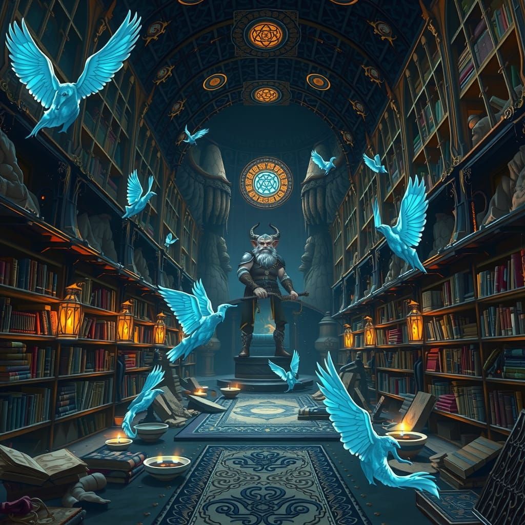 Regal Dwarf Warrior in Earth-Toned Armor, Celtic Knotwork, a...