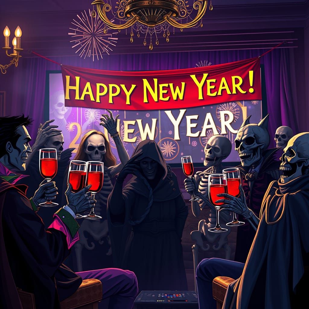 Dark Fantasy New Year's Eve Party With Monsters