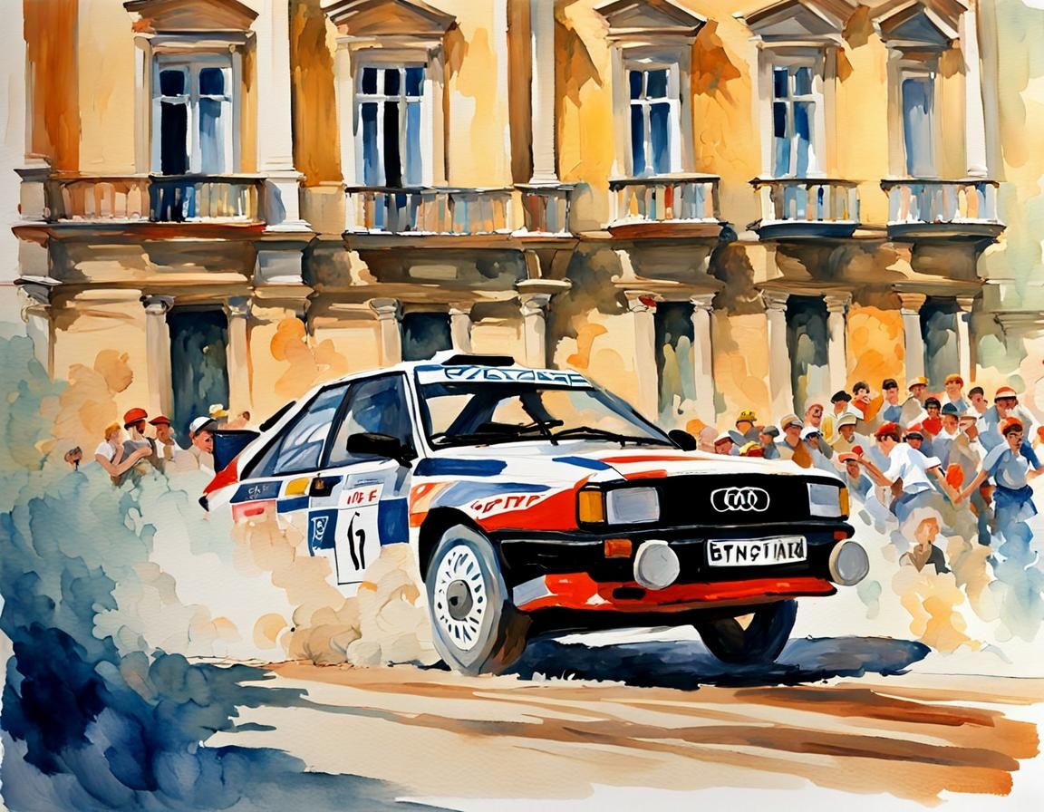 Rally Race in Italy: Impressionist Gouache Style