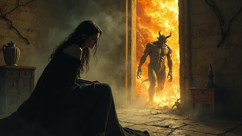 Intense Stare: Woman and Devil in Gothic Illustration