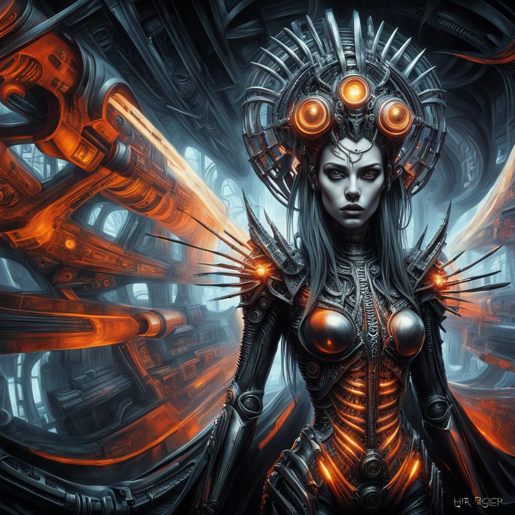 Gothic Cyberpunk Female Portrait in Hyperrealistic Style