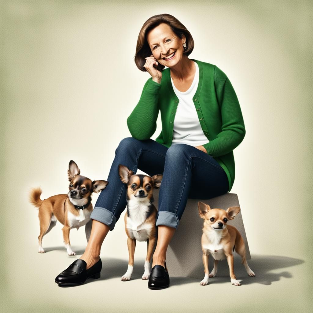 Woman Walking Chihuahua in Casual Fashion