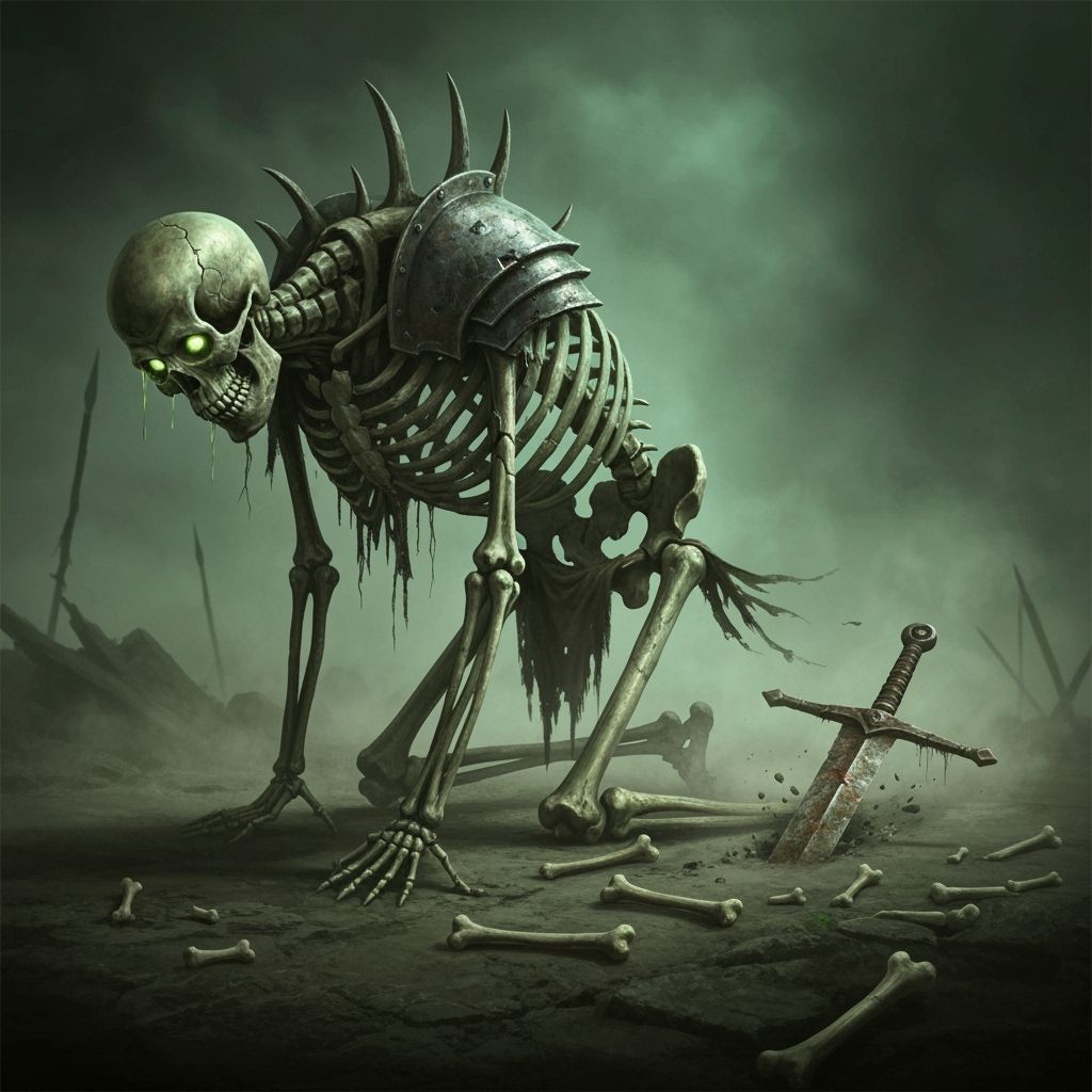 Legless Skeleton Crawls Through Battlefield in Dark Fantasy ...