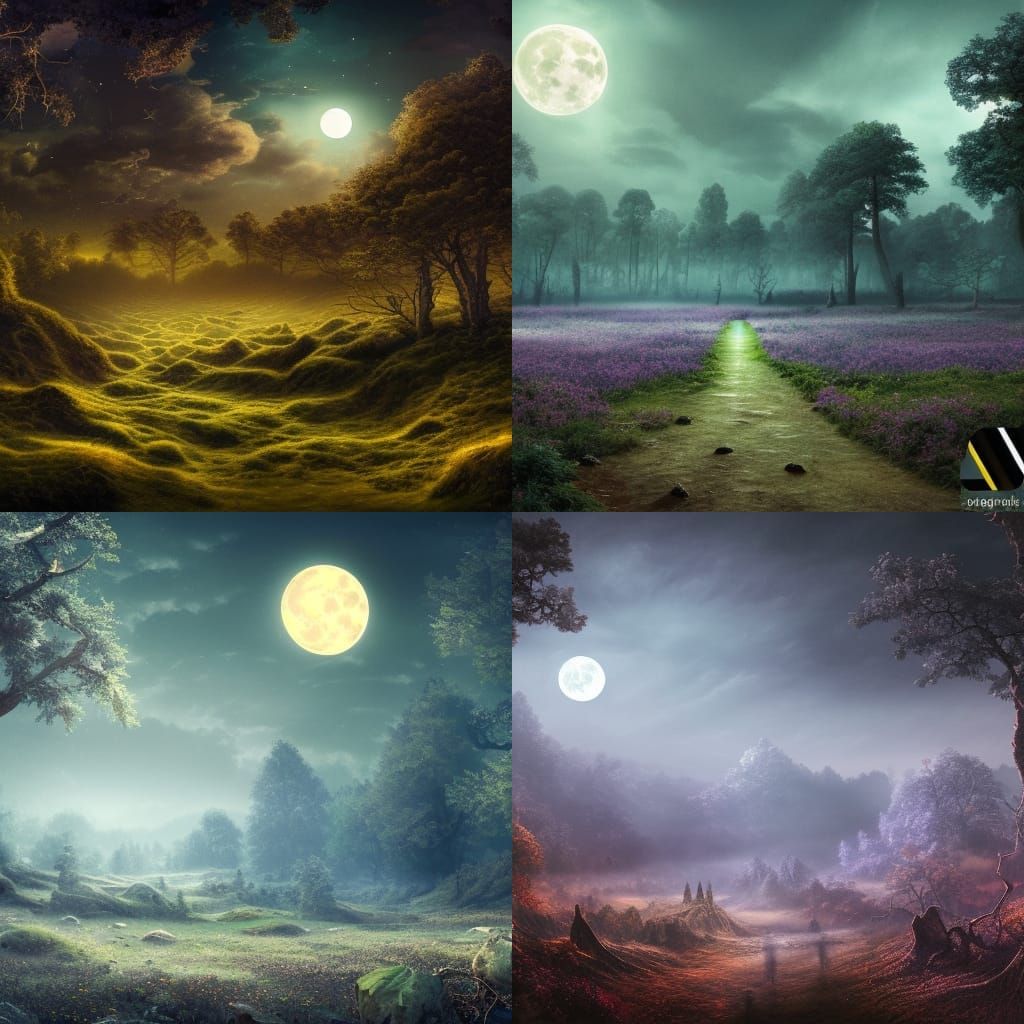 Hyperrealistic Lunar Field at Night in 8K