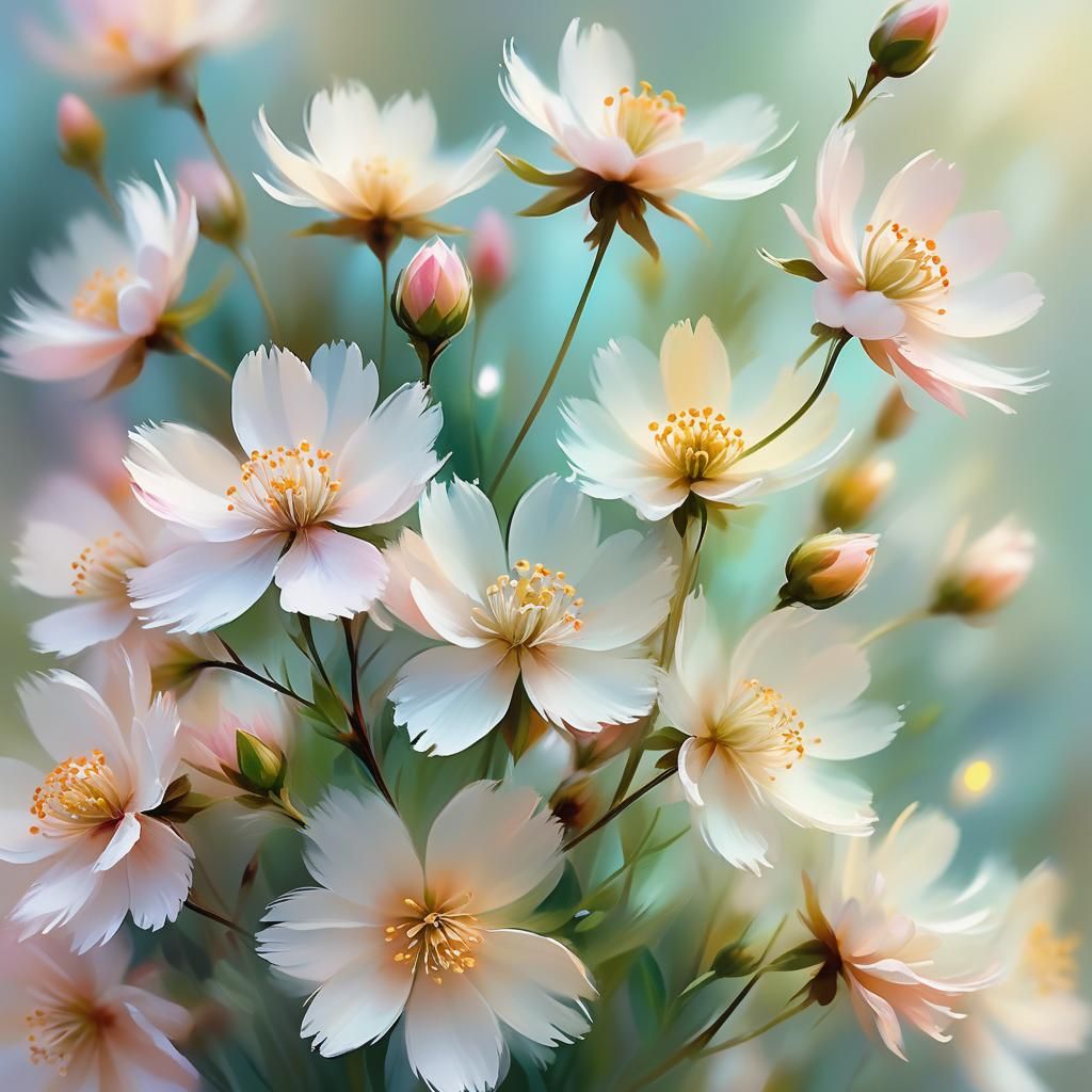 Impressionist Flowers in Soft Evening Light