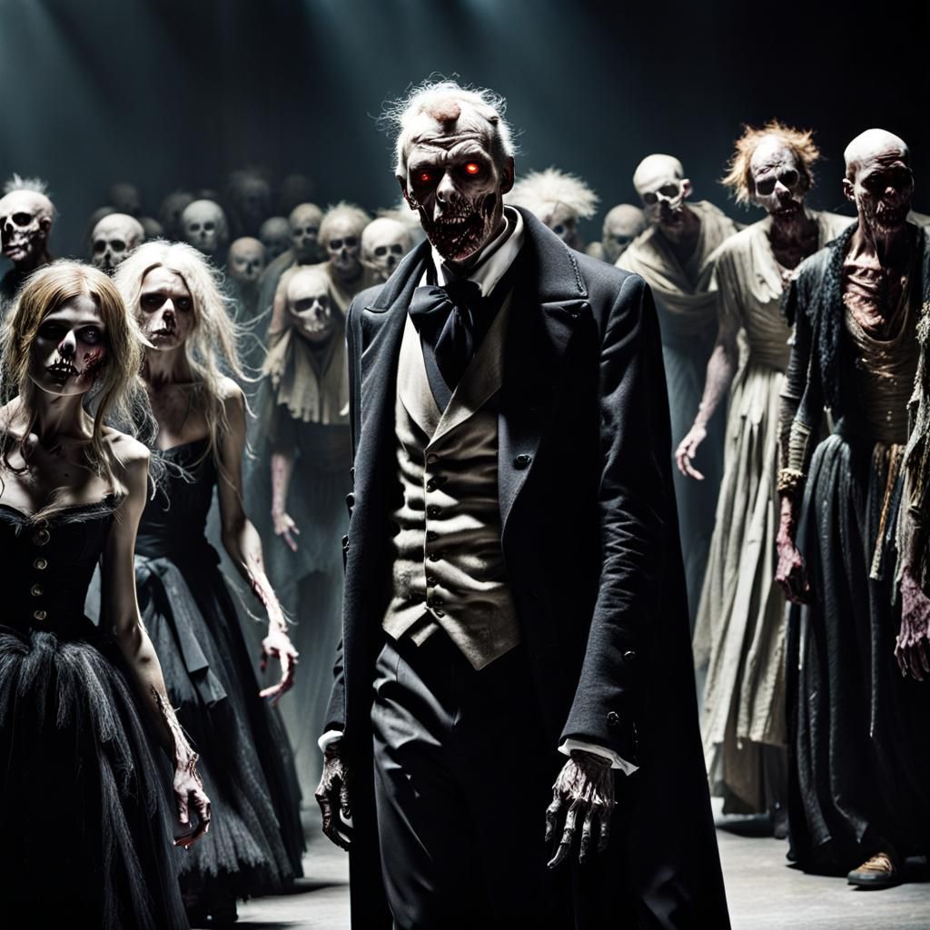 Zombie Fashion Parade in Dark Etching Style