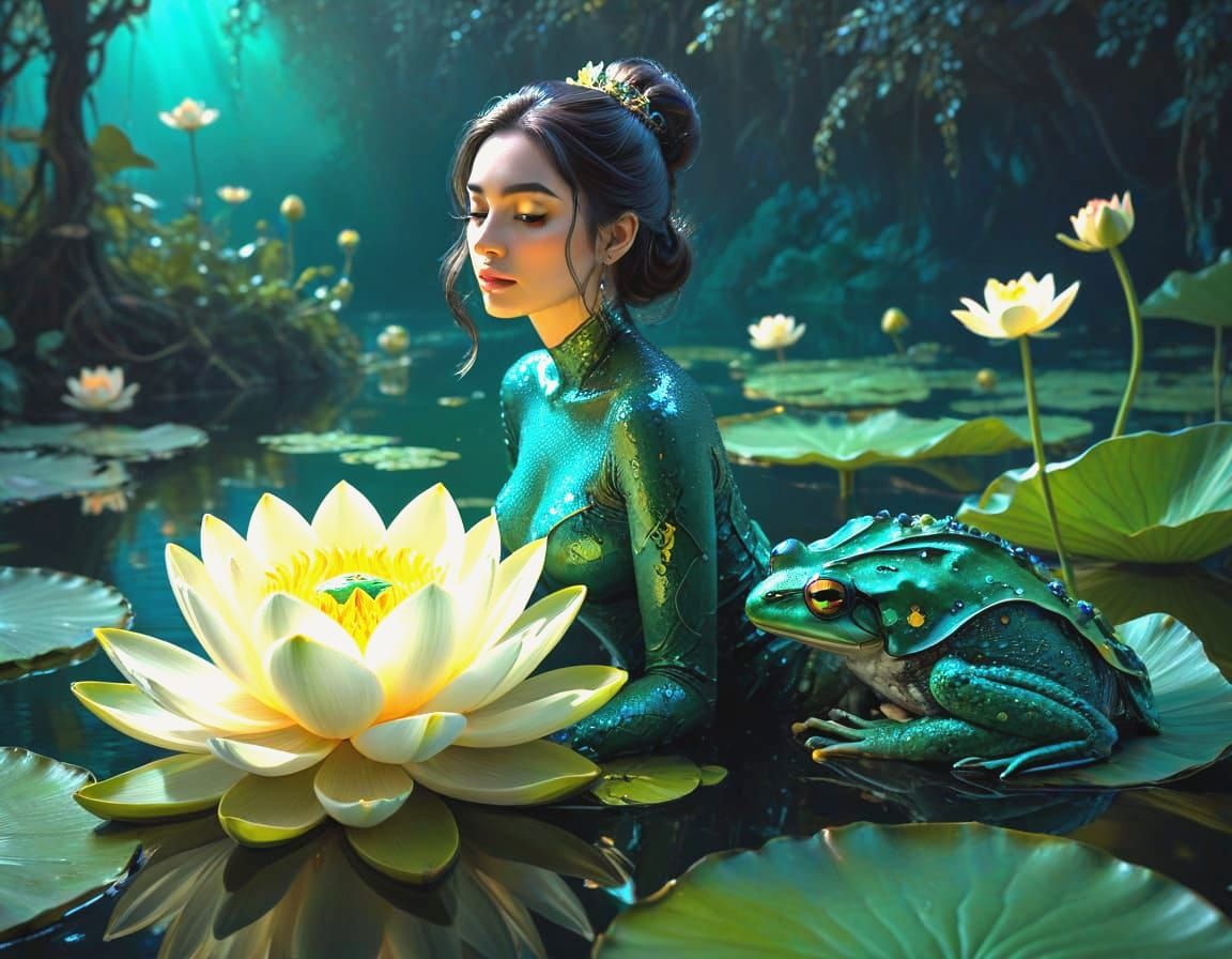 Prince Frog Offers Emerald to Pond Muse