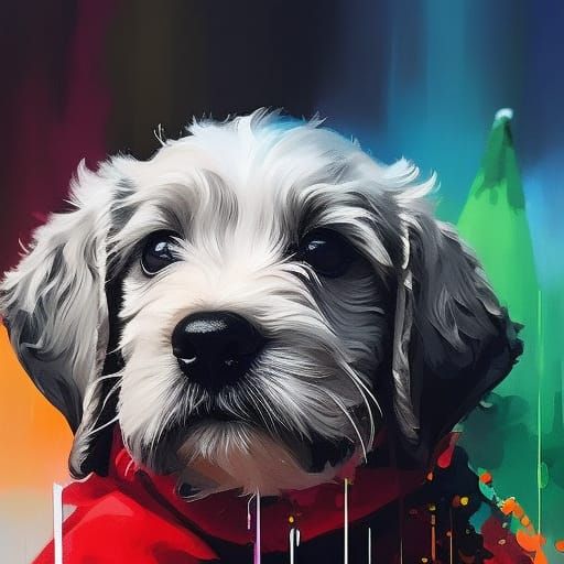 Wizard Puppy Detailed Pencil Sketch