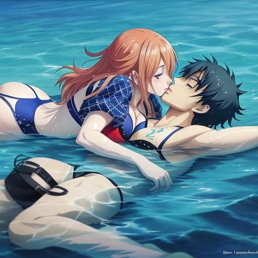 Anime-Style Kiss in Water: Manga Key Visual