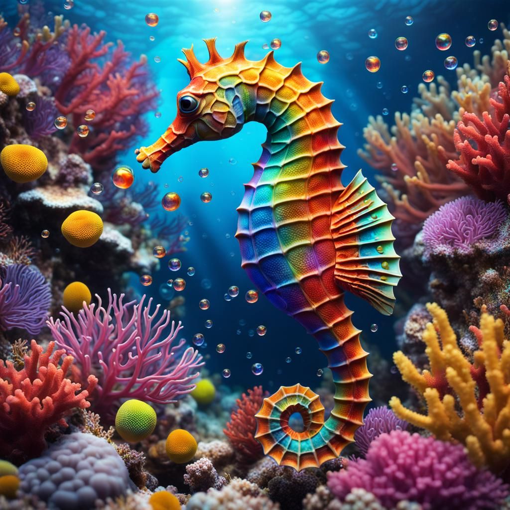 Seahorse in a Colorful Coral Reef