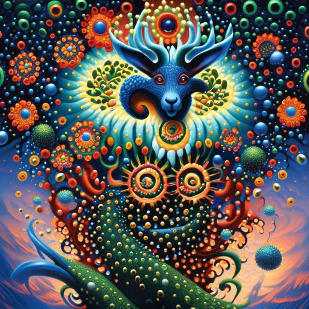 Fantasy Flora and Fauna in Alcohol Ink Style