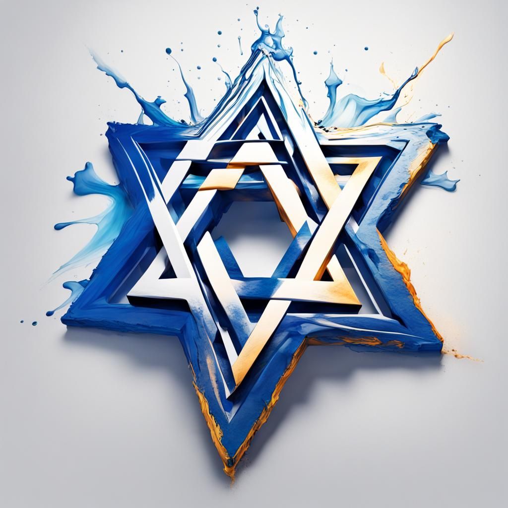 Blue Star of David on White: Hyperrealistic Jewish Art