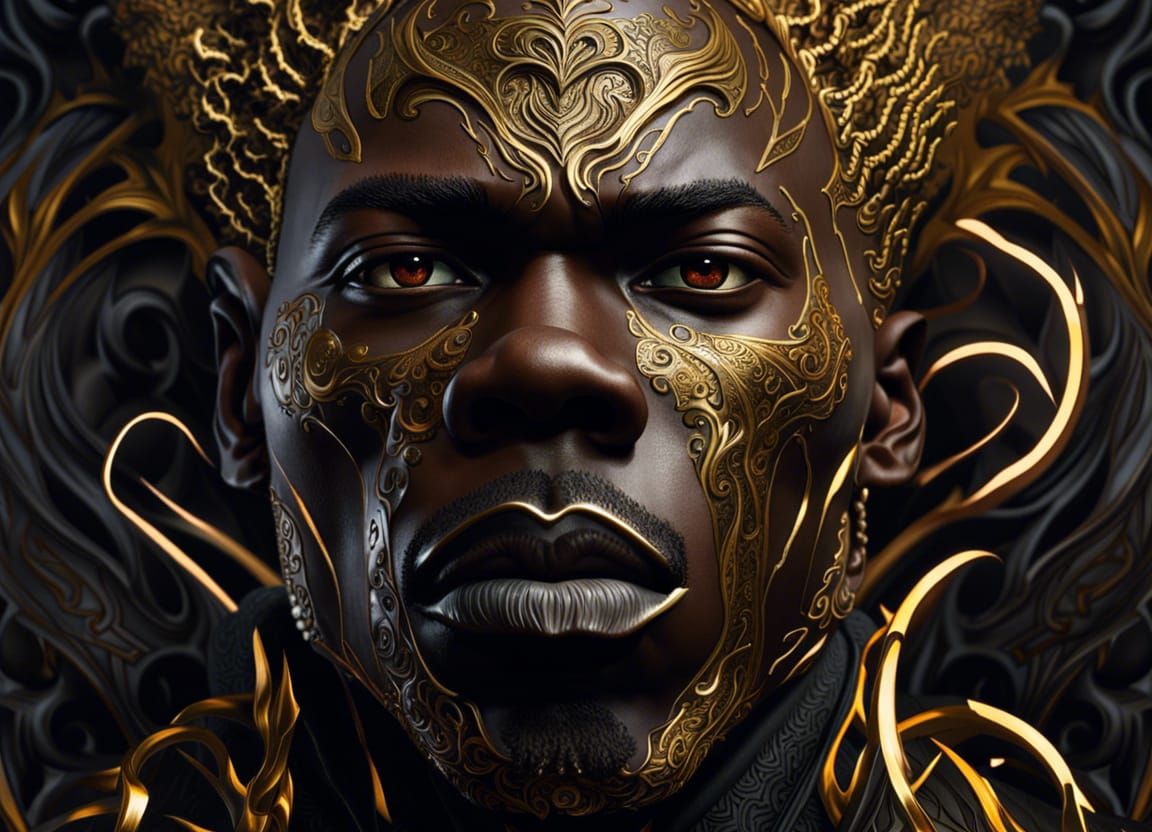 Rococo Gothic Man Portrait with Lightning Filigree