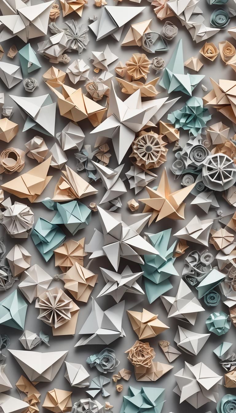 Origami Machinery Concept Art in Pastel Colors