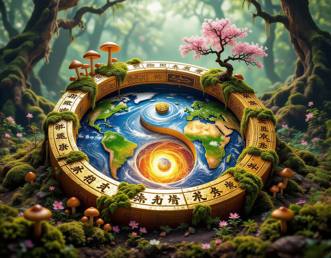 Surreal Pencil World with Ancient Stargate