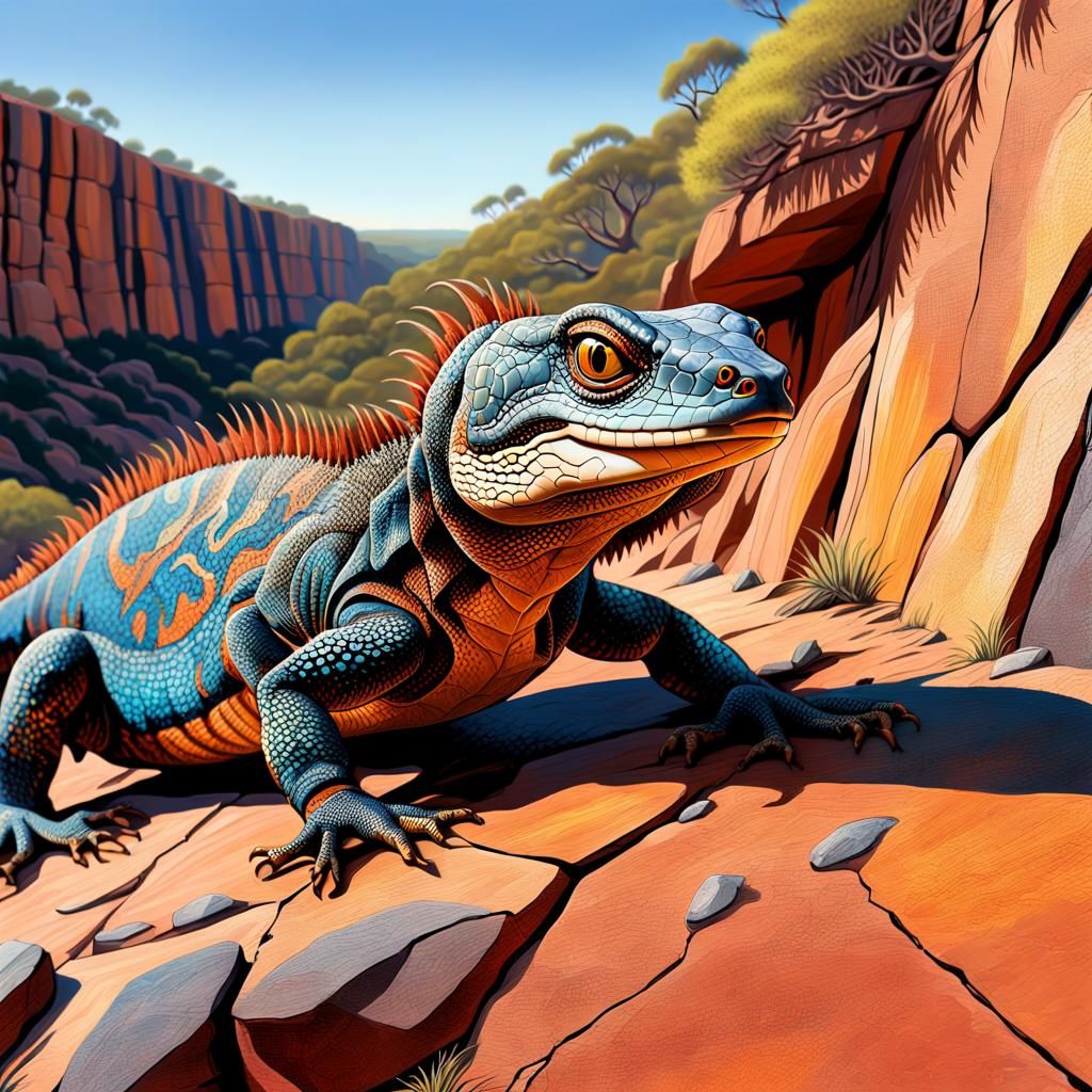 Australian Goanna Lizard and Aboriginal Art