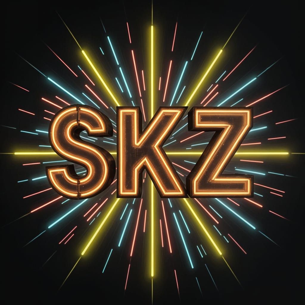 SKZ Neon Sign with Lightning Effect