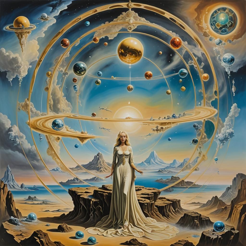 Surreal Galactic Trinity in a Salvador Dali Style