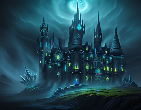 Legendary Spooky Castle with Neon Blooms