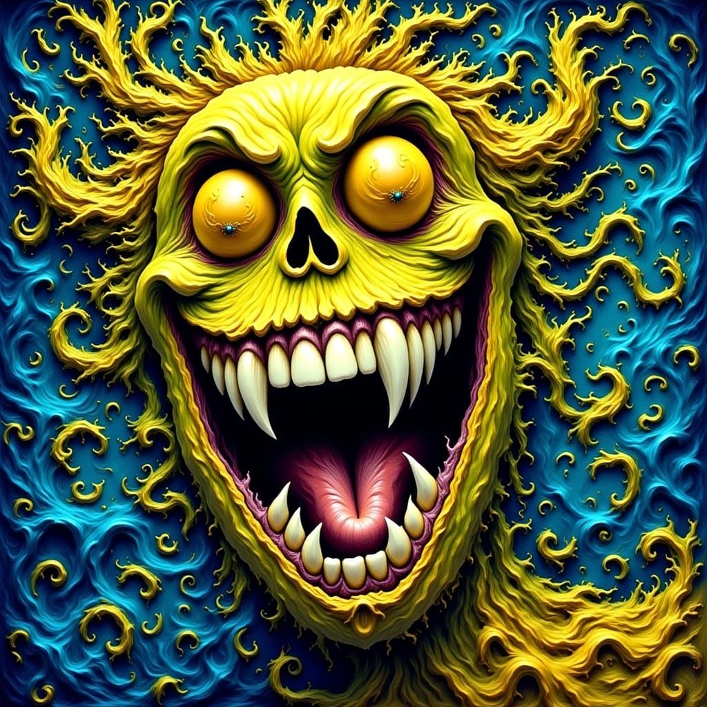 Vibrant Yellow Face Rolling on Floor in Uncontrollable Laugh...