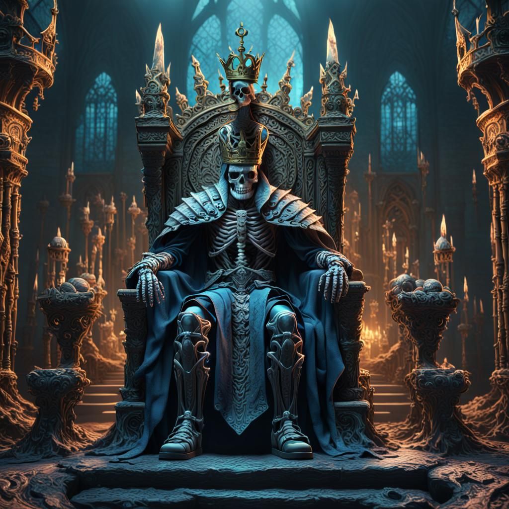Fantastical Skeleton King on Throne Concept Art