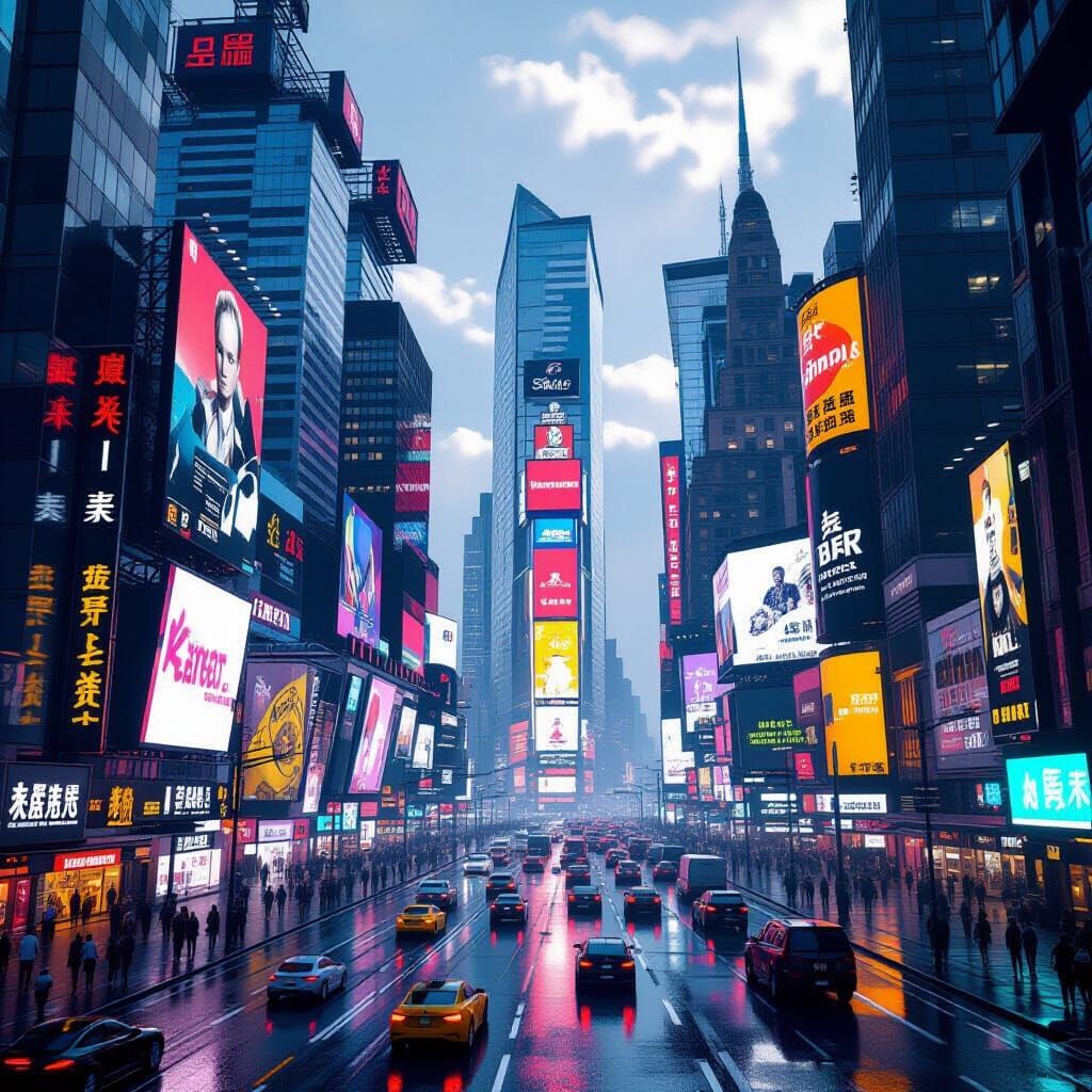 Cyberpunk City Street in 8K, Cinematic Lighting