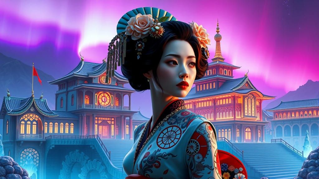 Cyberpunk Geisha in Crystal Palace