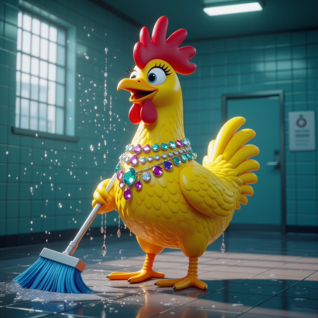 Extravagant Gem-Dripping Rubber Chicken Cleans Alcatraz
