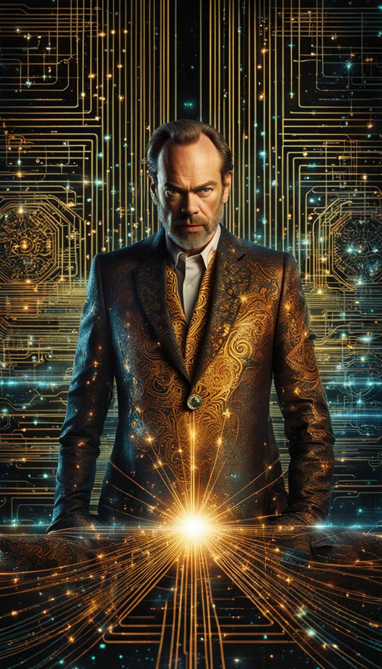Hugo Weaving as AI Deity in Digital Art