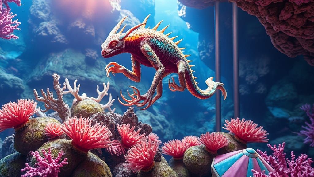 Mystical Coral Reef with Levitation, in Surrealist Style