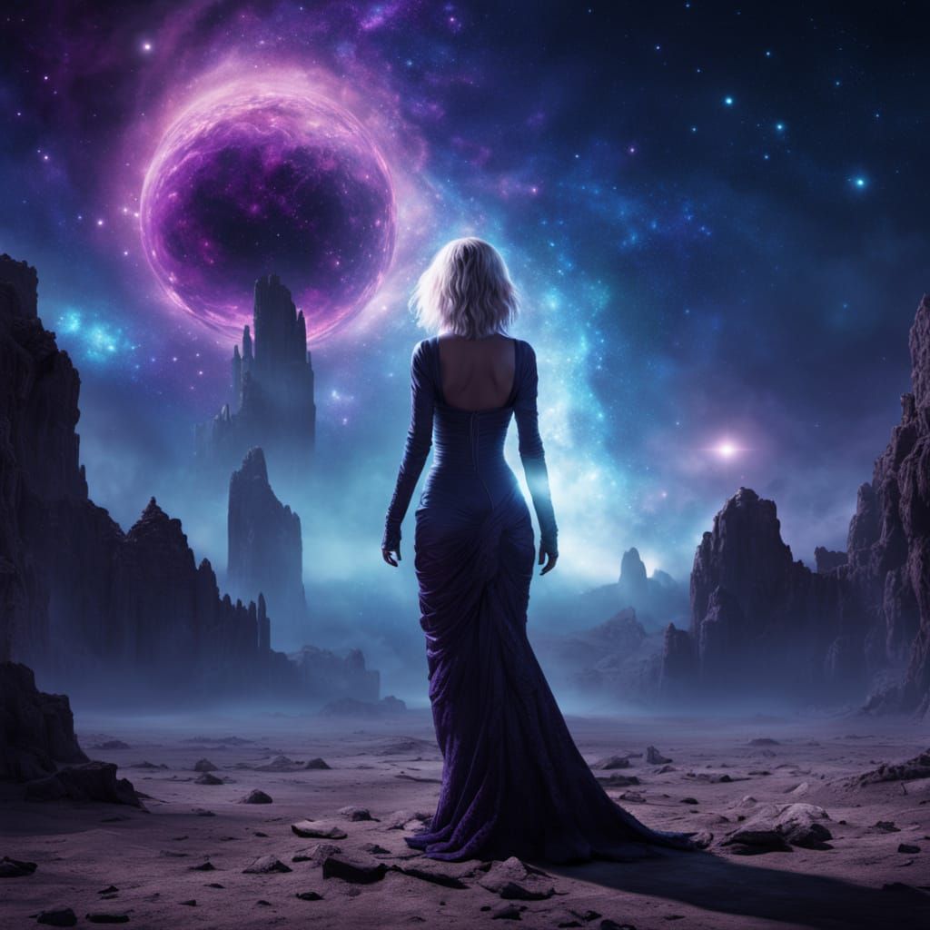 Cosmic Being on Cracked Earth in Eerie Digital Art