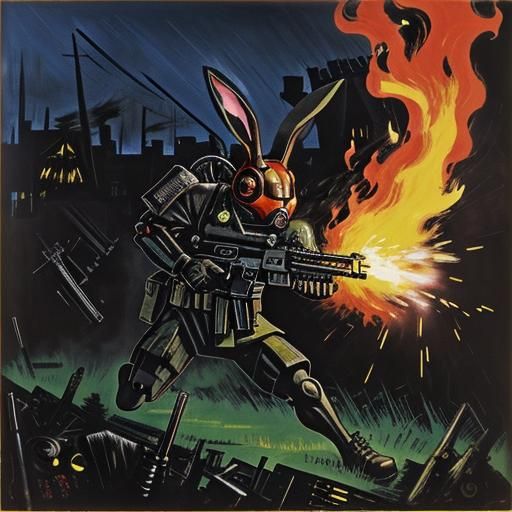 Fluorescent Rabbit's Revenge: Soutine and Ghibli Style