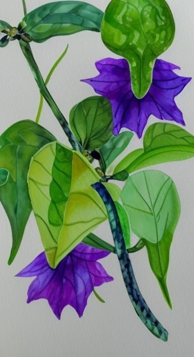 Watercolor Painting of Deadly Nightshade