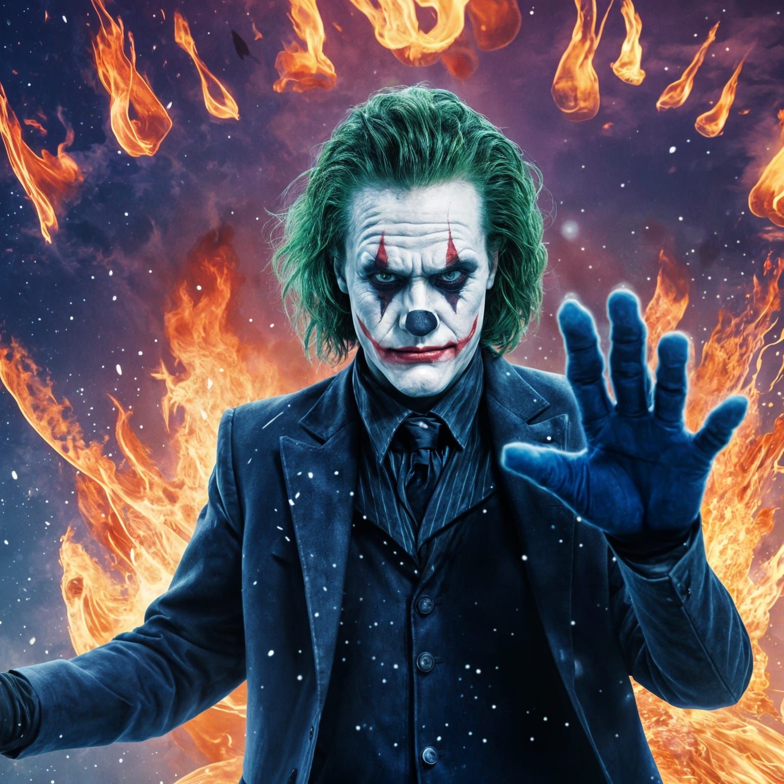 Joker Crow Hybrid Engulfed in Flames: 3D Anime Art