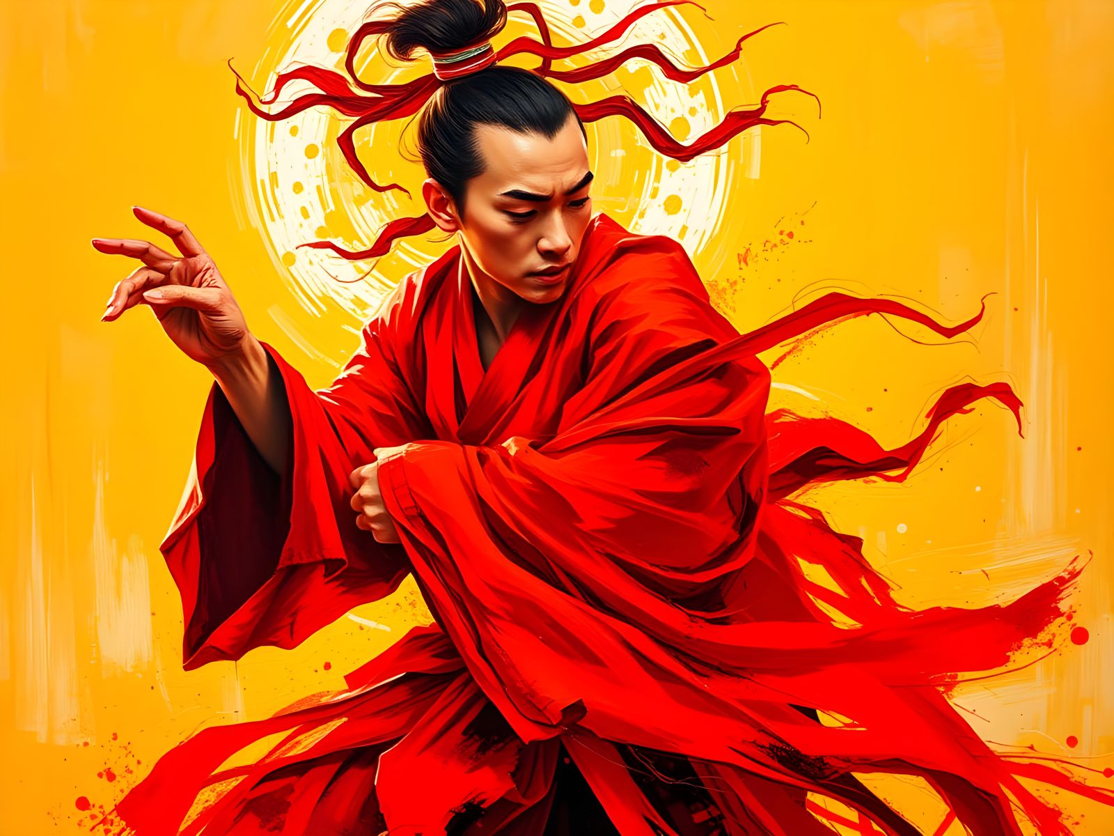 Expressive Sculpture of Imminent Glory in Reds