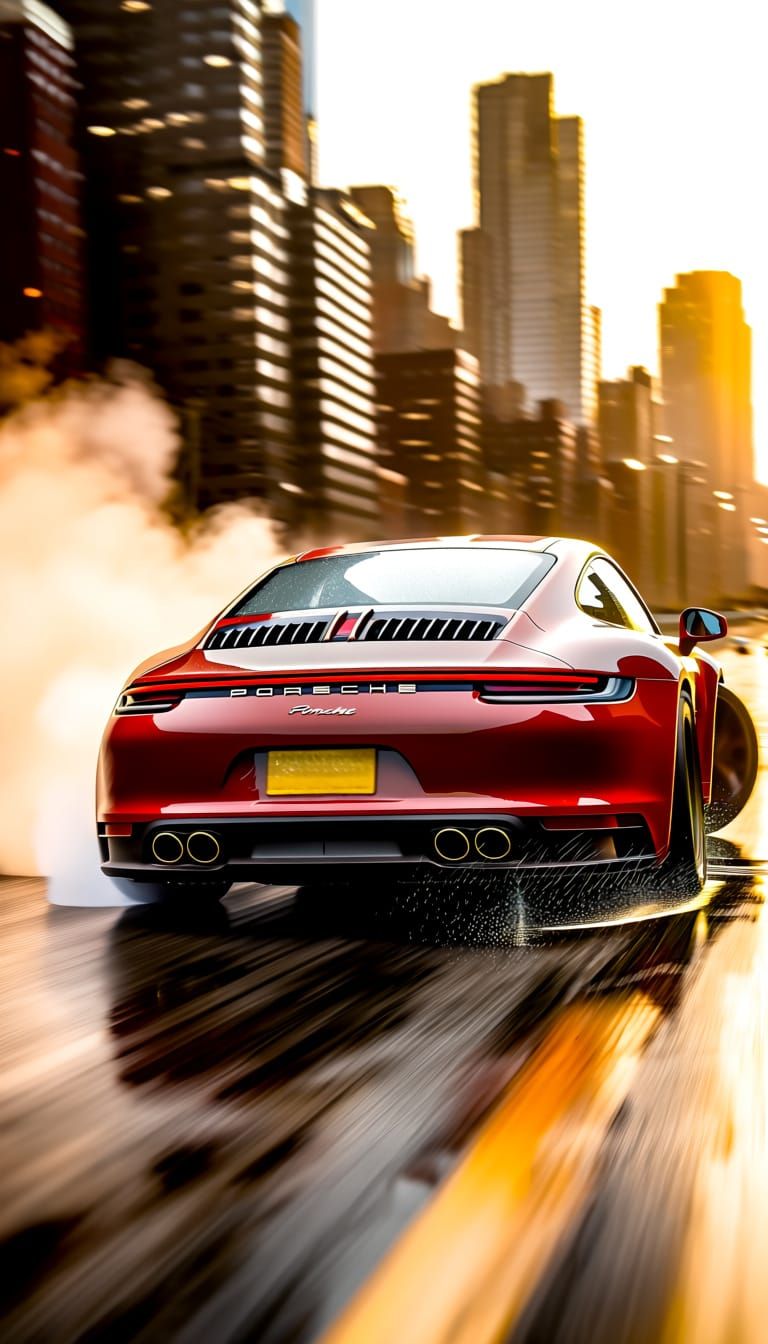 Porsche 911 Drifts on Wet New York Highway