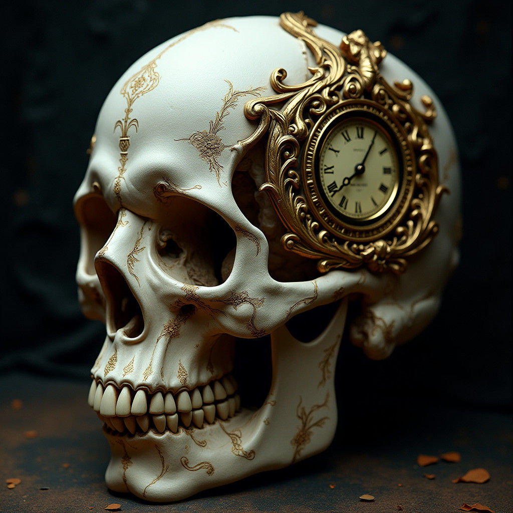 Baroque Skull with Golden Clockwork Insert