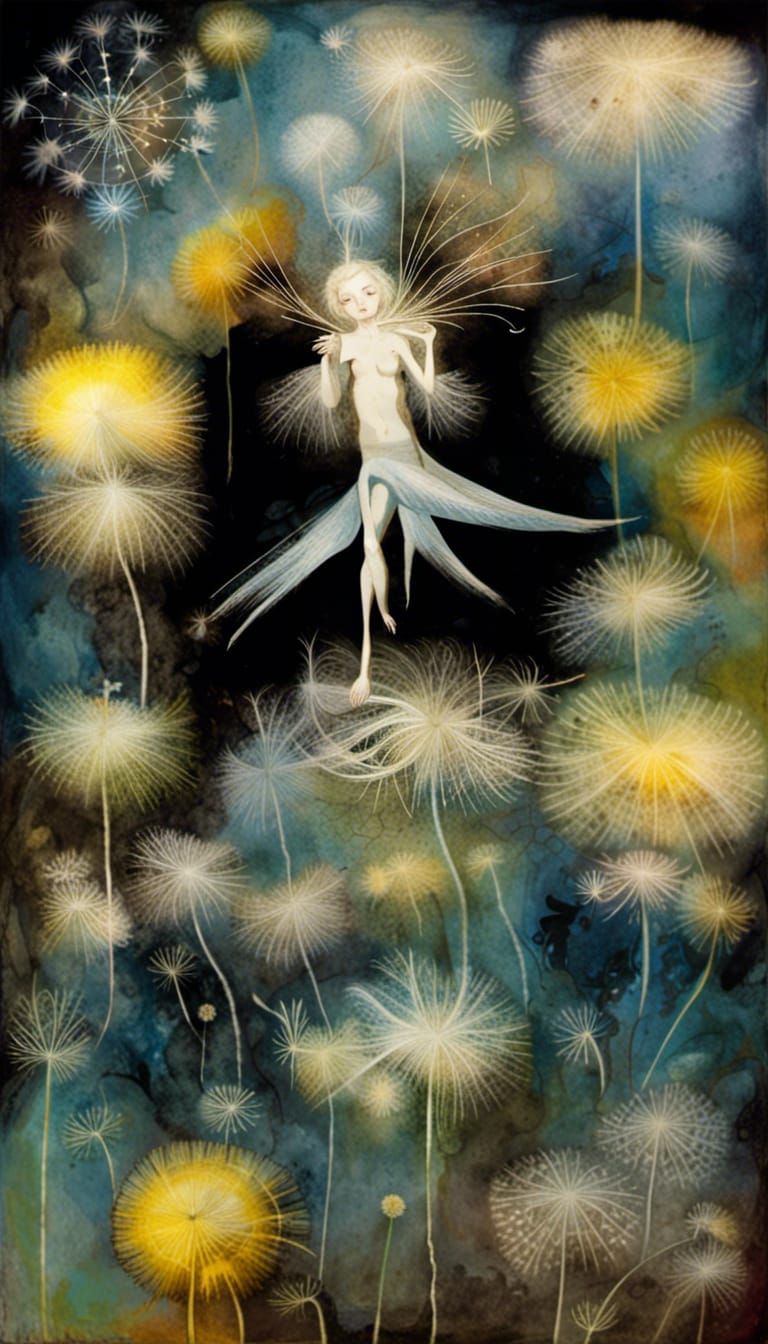 Angels Dancing in Dandelion Dreamscape