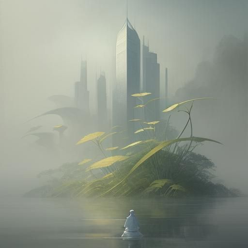 Art Nouveau Skyscraper in Dreamy Watercolor