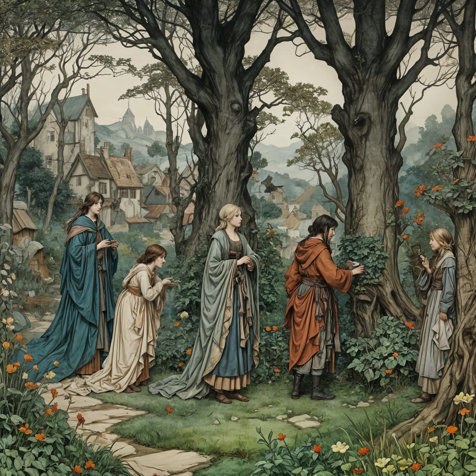 Detailed Illustration in a Classic Fairy Tale Style