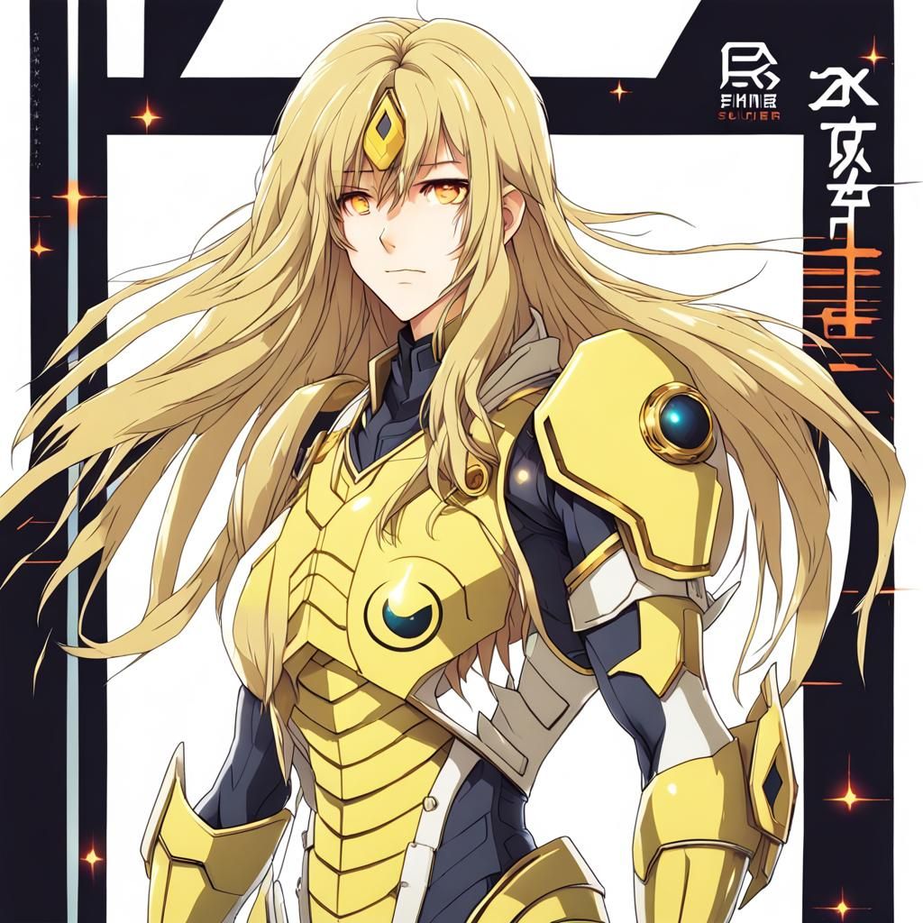 Anime Soldier in Yellow Sci-Fi Armor