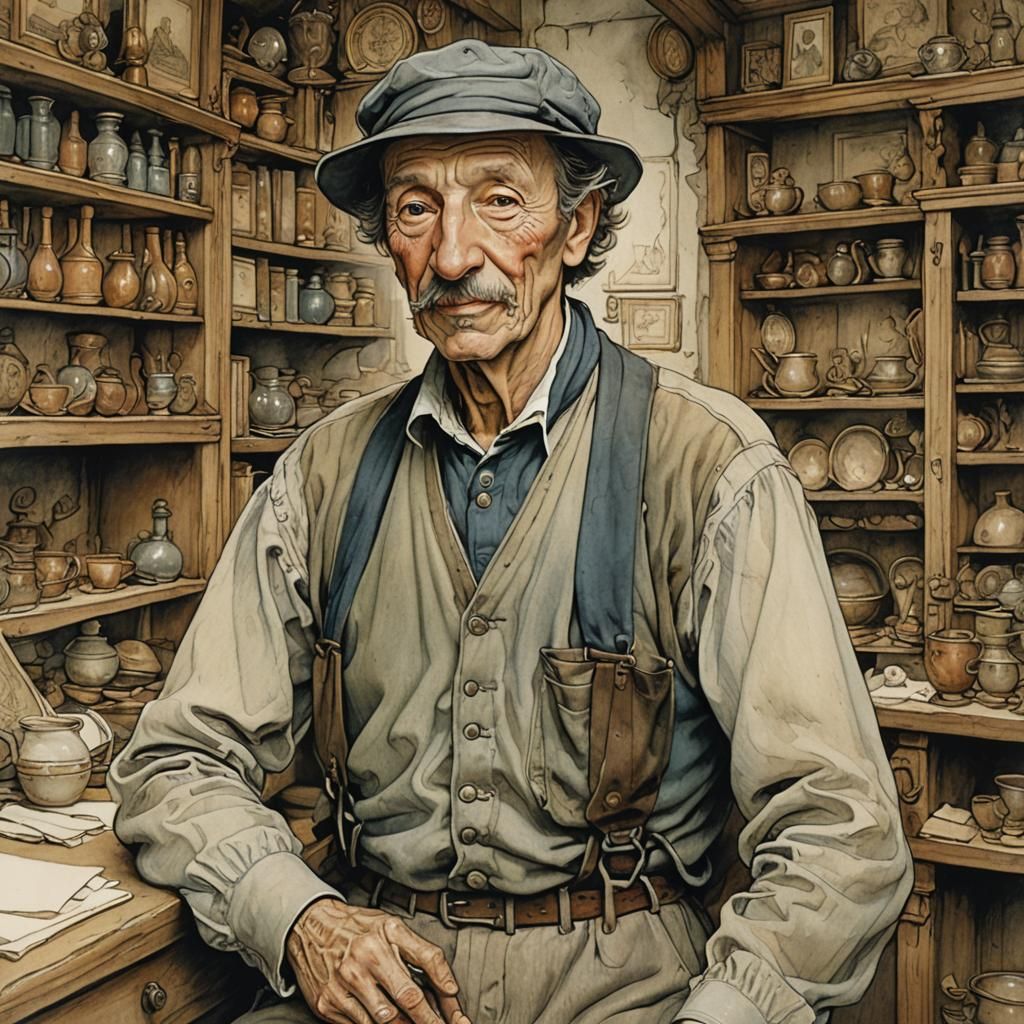 Nostalgic Portrait in Anton Pieck Style