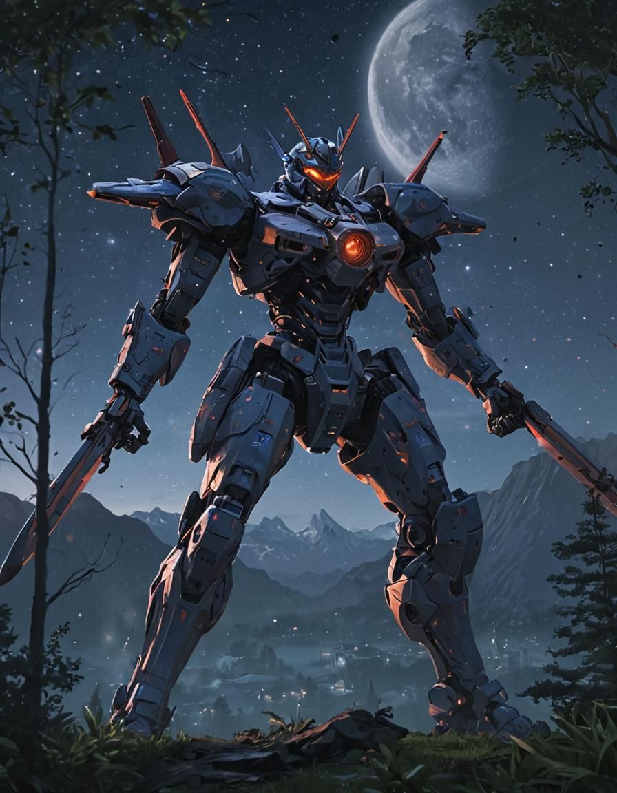 Epic Mecha Samurai in Futuristic Anime Style