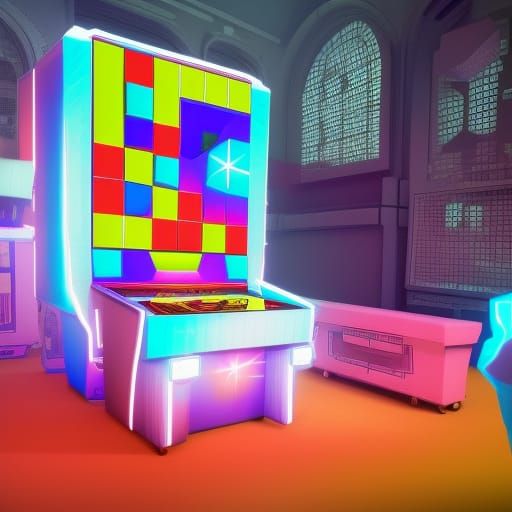 Tetris Arcade in Shanghai 1987, 3D Cinematic Render