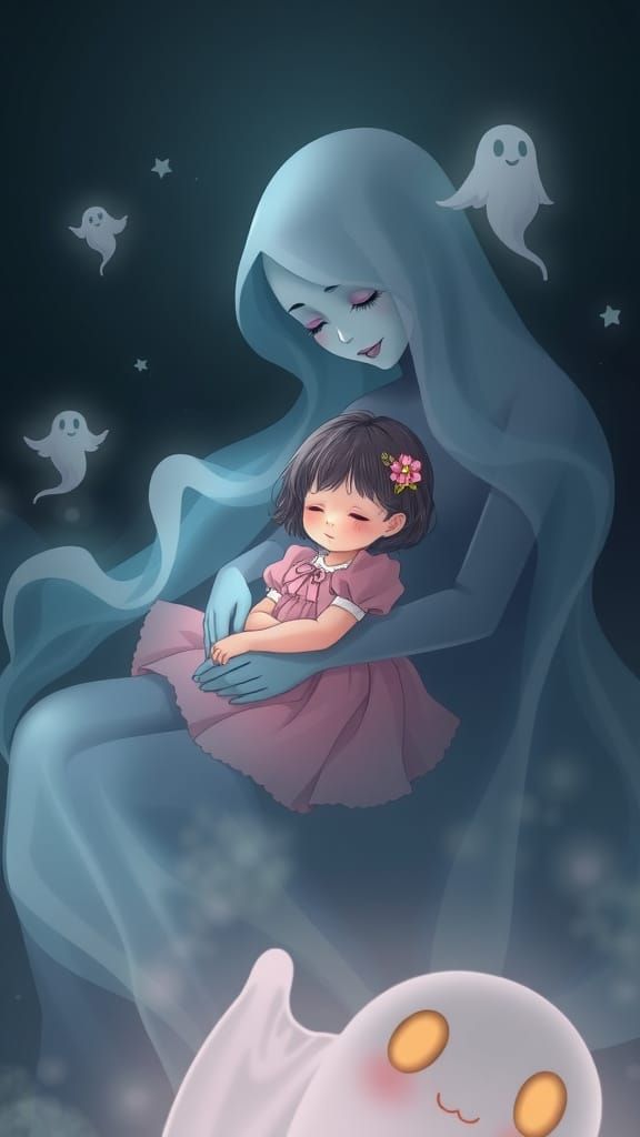 Ghost Mother Lulls Her Daughter to Sleep in an Anime-Inspire...