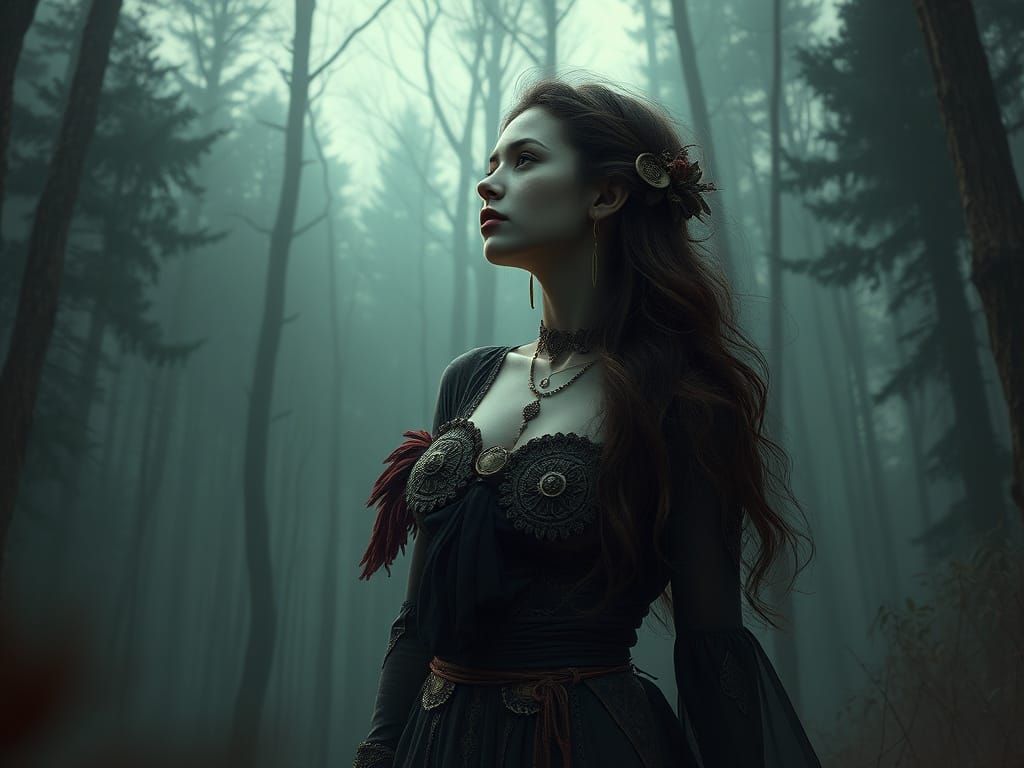 Mystical Forest Woman: Digital Painting