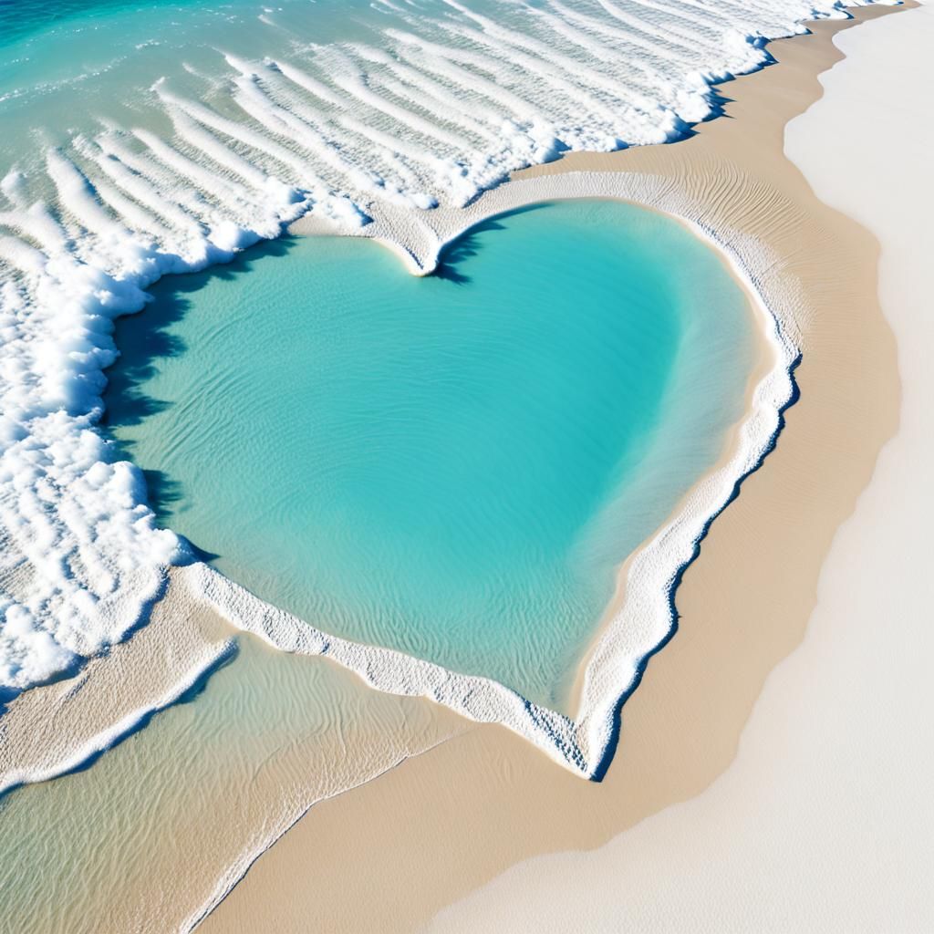 Beach Valentine Shell Heart Double Exposure Photo
