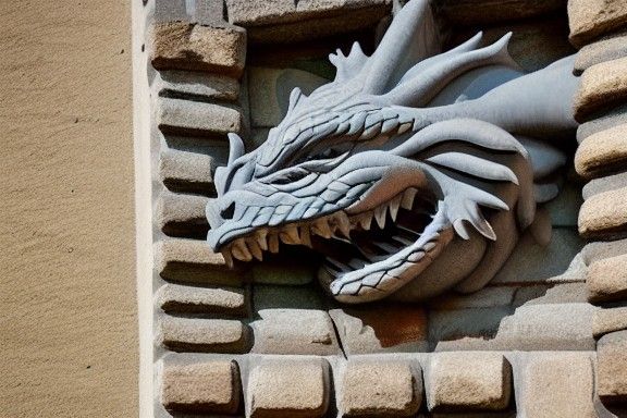 Sleeping Dragon Guarding Castle Gate