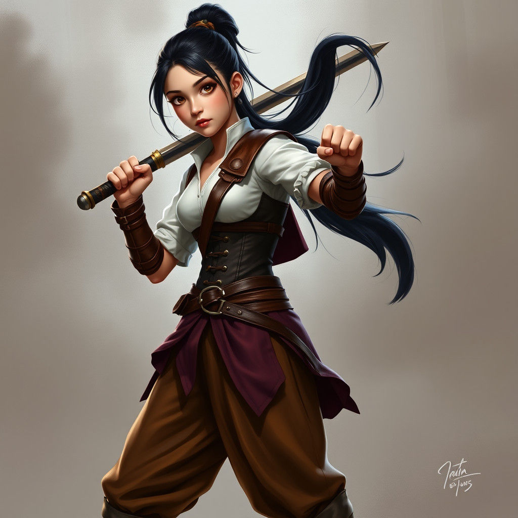Young Warrior Girl with Sword in Ash Thorp Style